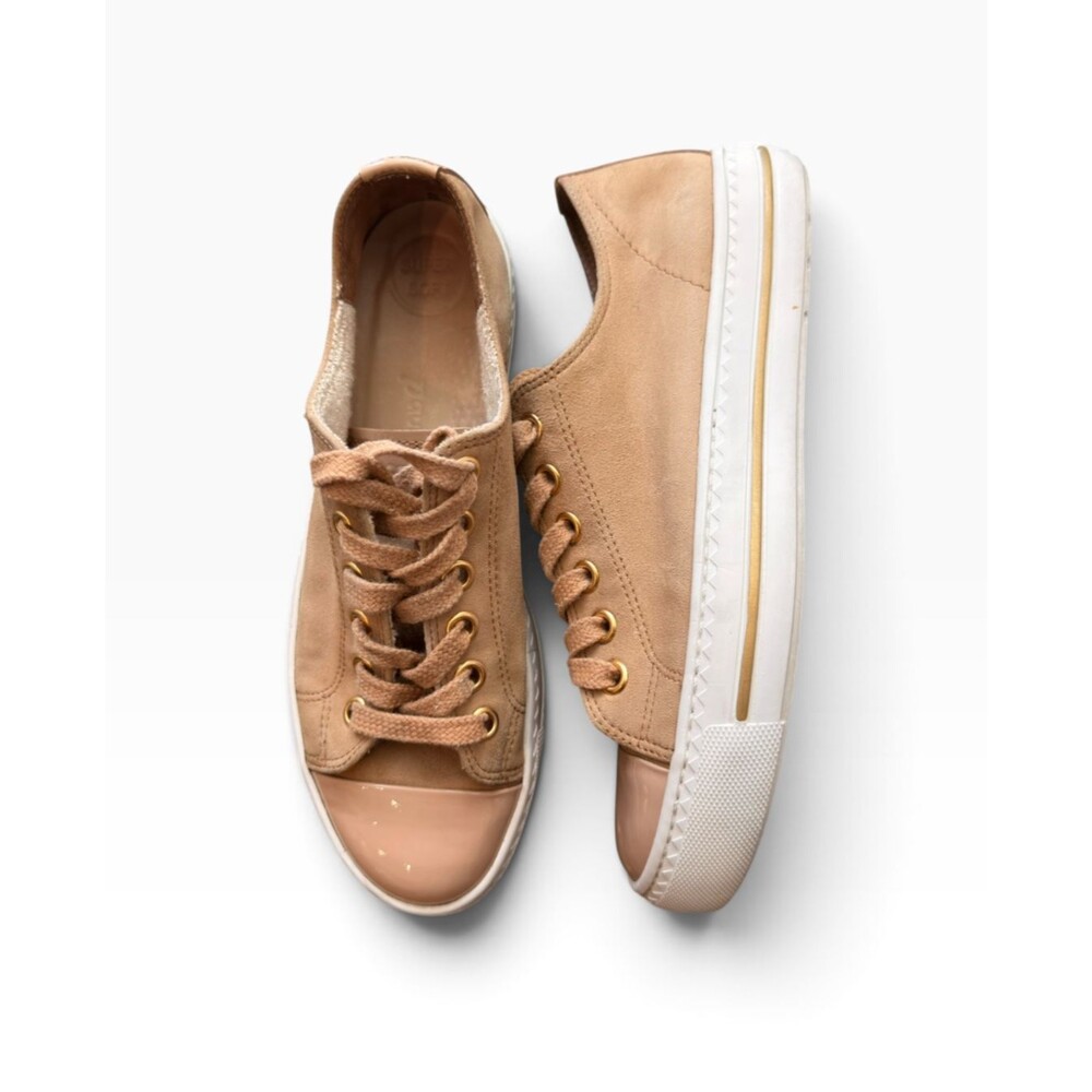paul green sophie beige suede cap toe lace up luxury sneakers us size 8 uk 5.5 - Picture 1 of 12